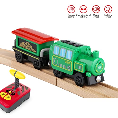 Budget Wooden Train Accessories Battery Operated Locomotive Train Remote Control Train For Track Set Powerful Engine Train Vehicles Fit All Major Brands Track Railway System (Battery Not Included) - Railway Imagination Collection