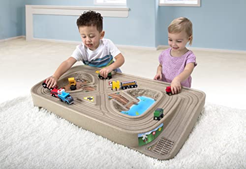 Portable Carry And Go Kids Race Track Toy Car Train Table 2-Sided No Assembly For Children 3 4 5 6 7 Years Old Boys Girls Made In USA - Vehicle Adventure Play Collection
