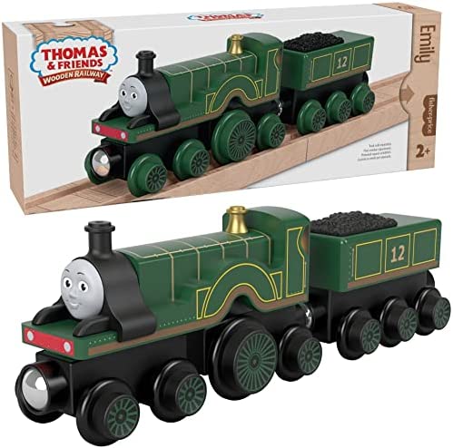 Cheap Wooden Railway James Engine And Coal Car Push-Along Train Made From Sustainably Sourced Wood For Kids 2 Years And Up - Railway Imagination Collection