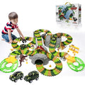 New Dinosaur Train Toys For Kids Longer Track 6 Realistic Jurassic Dino Figures 2 Electric Toy Car Twisted Flexible Train Track Set For Toddlers Boys & Girls 3 4 5 6 7 Years - Vehicle Adventure Play Collection