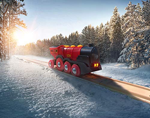 RIO World 33592 Mighty Red Action Locomotive Battery Operated Toy Train With Light And Sound Effects For Kids Age 3 And Up - Railway Imagination Collection