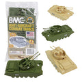 Promo Lassic Payton Anti-Aircraft Tanks – 4pc Tan Green Plastic Army Men Vehicle - Railway Imagination Collection
