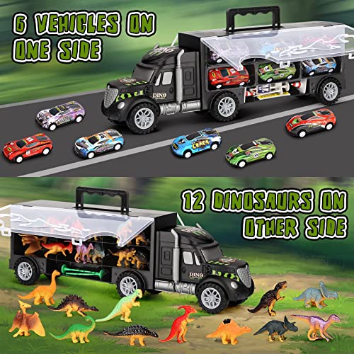 Dinosaur Toys For Kids 3-5 Dinosaur Truck Carrier Transport Truck Dinosaurs Toys For Boys And Girls 3 4 5 6 Years Old With Dino Eggs 23 Pcs Kids Toys Dinosaur - Vehicle Adventure Play Collection