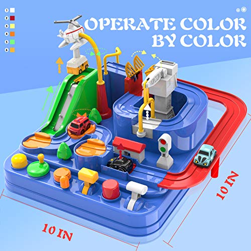 Toddler Toys For 3 4 5 Years Old Boys Girls Car Adventure Toys City Rescue With 4 Mini Cars,Race Tracks Car Toys For Boys Age 3-5 Birthday Gifts For 3-5 Year Old Boys Girls 10.2×10.2×7.2in - Vehicle Adventure Play Collection