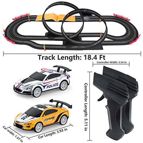 Electric High-Speed Slot Car Race Car Track Sets With 2 1:43 Scale Slot Cars And 2 Hand Controllers With Headlights And Dual Racing Toys Gifts For 6 7 8 9 10 11 12 Boys Girl - Vehicle Adventure Play Collection