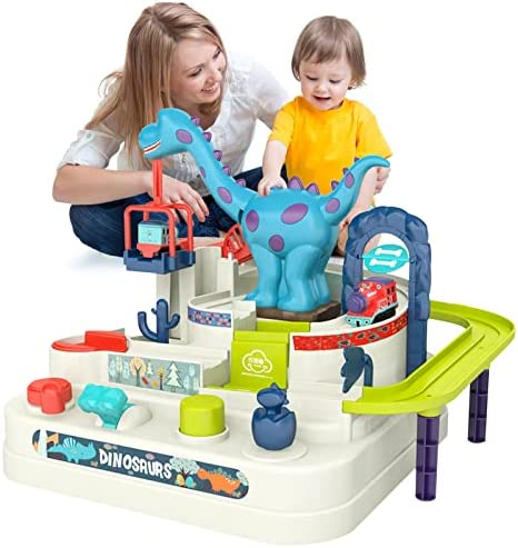 Preschool Educational Car Toys Gifts Puzzle Car Race Tracks Race Track Toys For Boy Car Adventure Toy For 3 4 5 6 7 8 Years Old Kids (Blue Helicopter Car) - Vehicle Adventure Play Collection