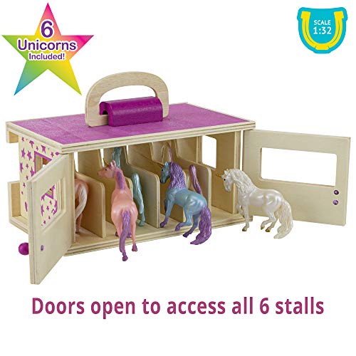 Top 10 Horses Unicorn Magic Wooden Stable Playset With 6 Unicorns 6 Piece Playset 6 Stablemates Unicorns Included 6 H X 9 L X 2.5 D 1:32 Scale Model 59218 Multicolo - Farm Adventure Play Edition