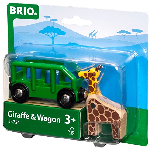 RIO World – 33724 Giraffe And Wagon 2 Piece Toy Train Accessory For Kids Ages 3 And Up Green - Railway Imagination Collection