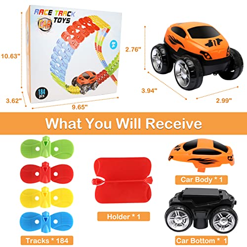Toys For 3 Year Old Boys,Kids Toys For Boys Girls Age 3-5,184 PCS Toddler Toys Race Car Track Set With Flexible Track Create A Road Race,DIY Magic Car Toys For 3 4 5 Year Old Christmas Birthday Gifts Red Green - Vehicle Adventure Play Collection