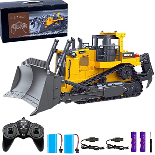 Bnam Remote Control Bulldozer RC 1/16 Full Functional Construction Vehicle 2.4Ghz 9 Channel Dozer Front Loader Toy With Light And Sound For Kids Age 6 7 8 9 10 And Up Years Old - Farm Adventure Play Edition