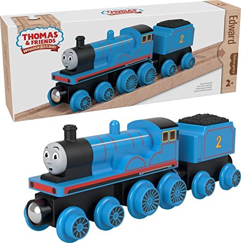Cheap Wooden Railway James Engine And Coal Car Push-Along Train Made From Sustainably Sourced Wood For Kids 2 Years And Up - Railway Imagination Collection