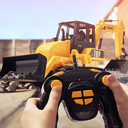 8 Channel Full Functional RC Excavator Backhoe Loader Battery Powered Electric RC Remote Control Construction Tractor With Lights & Sound TR-119 - Farm Adventure Play Edition