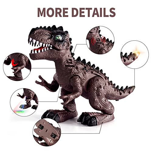 New 3 Pack Electric Walking Dinosaur Toys For Toddlers 2-4 3-5 Years With Roar Sounds And Lights Up Realistic Robot T-Rex Brachiosaurus Stegosaurus Dinosaur Figures For Kids - Vehicle Adventure Play Collection