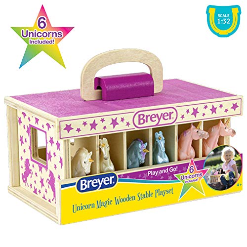 Top 10 Horses Unicorn Magic Wooden Stable Playset With 6 Unicorns 6 Piece Playset 6 Stablemates Unicorns Included 6 H X 9 L X 2.5 D 1:32 Scale Model 59218 Multicolo - Farm Adventure Play Edition