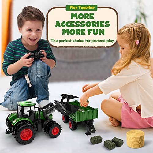 Top 10 Remote Control Tractor Toy Kids RC Tractor Set & Truck And Trailer Front Loader – Metal Car Head/8 Wheel/ Light Toddlers Farm Vehicle Toys For 2 3 4 5 6 7 8 9 Year Old Boys Christmas Birthday Gif - Farm Adventure Play Edition