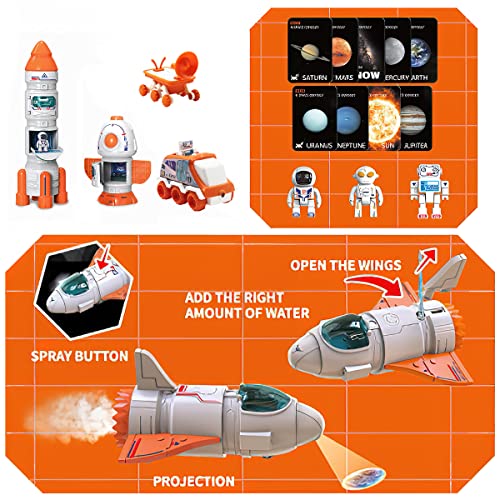 Space Toy For Kids Rocket Ship Toys With Space Shuttle Astronaut Figures Space Rover Spaces Station 5 In 1 Spaceship Toy For Boys 3-8 Aerospace Model Space Figure Toys With Sound & Ligh - Cosmic Adventure Play Set