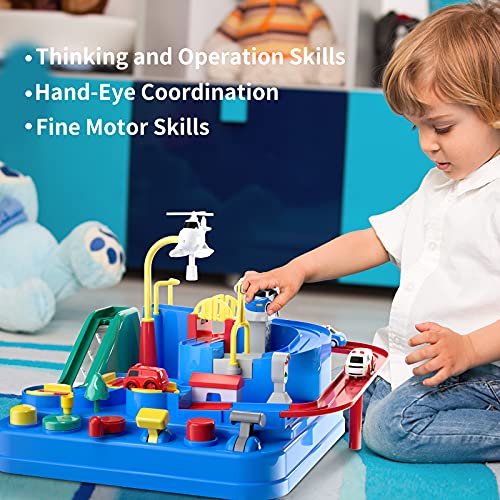 Kids Race Track Toys For Boy Car Adventure Toy For 3 4 5 6 7 Years Old Boys Girls Puzzle Rail Car City Rescue Playsets Magnet Toys W/ 3 Mini Cars Preschool Educational Car Games Gift Toys - Vehicle Adventure Play Collection