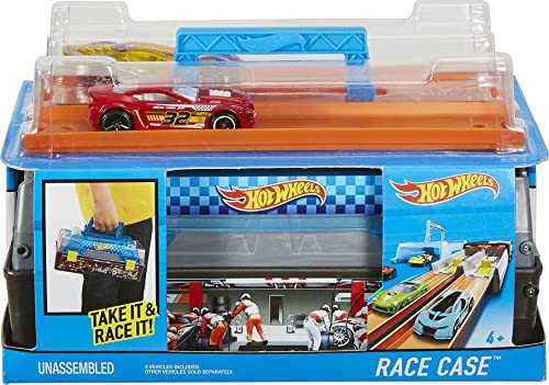Discount Race Case Track Set With 2 Hot Wheels Cars Dual Launcher For Side-By-Side Racing Storage Container Toy For Kids 4 Years Old & Up - Vehicle Adventure Play Collection