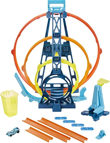 Track Builder Unlimited Triple Loop Kit Collapsible 3-Loop Gift Set For Kids 6 To 12 Years Old & One 1:64 Scale Hot Wheels Vehicle With Connection Points Amazon Exclusive - Vehicle Adventure Play Collection