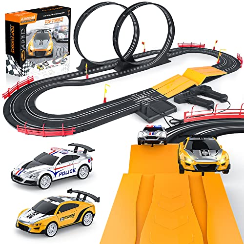 Electric High-Speed Slot Car Race Car Track Sets With 2 1:43 Scale Slot Cars And 2 Hand Controllers With Headlights And Dual Racing Toys Gifts For 6 7 8 9 10 11 12 Boys Girl - Vehicle Adventure Play Collection