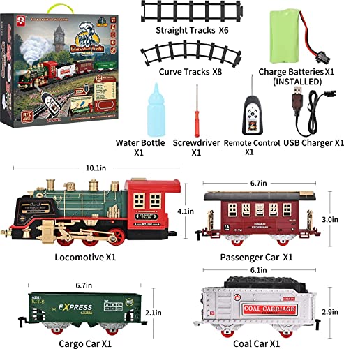 Train Set – Rechargeable Battery And Remote – Around The Christmas Tree With Water Steam Music & Lights – Electric Train Toy Gift Toys For Age 3 4 5 6 7 8+ Kids Toddlers 2022 Remote Control Train Se - Railway Imagination Collection