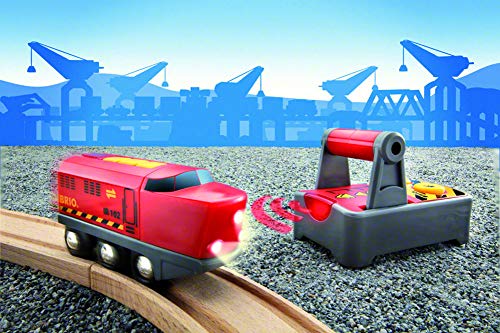RIO World 33213 – RC Train – 2 Piece Wooden Toy Train Set For Kids Age 3 And Up - Railway Imagination Collection