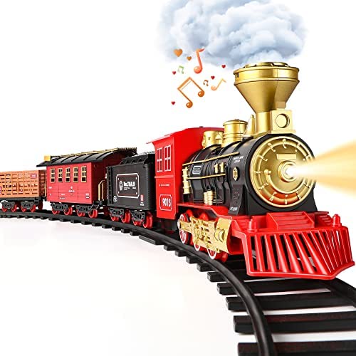 Cheap Train Set – Train Toy For Boys Girls W/ Smokes Lights & Sound Railway Kits W/ Steam Locomotive Engine Cargo Cars & Tracks Christmas Gifts For 3 4 5 6 7 8+ Year Old Kids Red - Railway Imagination Collection