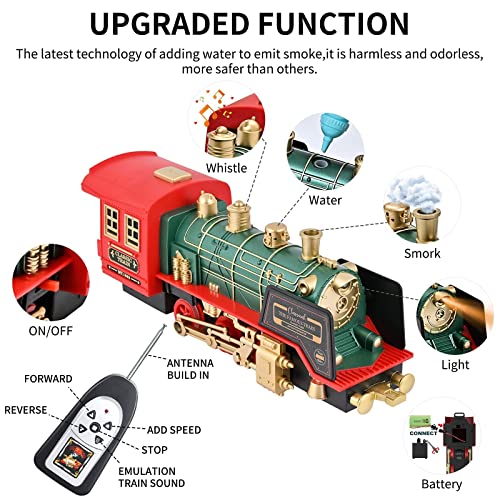 Train Set – Rechargeable Battery And Remote – Around The Christmas Tree With Water Steam Music & Lights – Electric Train Toy Gift Toys For Age 3 4 5 6 7 8+ Kids Toddlers 2022 Remote Control Train Se - Railway Imagination Collection