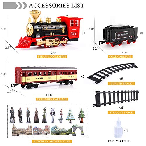 Cheap Train Sets With Steam Locomotive Engine Cargo Car And Tracks Battery Powered Play Set Toy W/ Smoke Light & Sounds For Kids Boys & Girls 3 4 5 6 7 Years Old - Railway Imagination Collection
