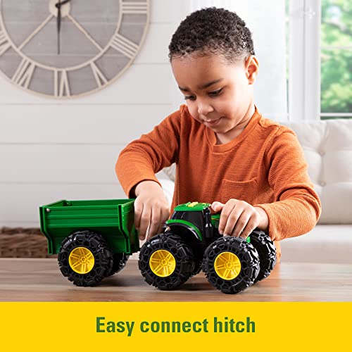Toddler Toys Lights And Sounds Monster Treads Tractor Toy With Wagon 8 Inch Green Ages 3+ Red - Farm Adventure Play Edition