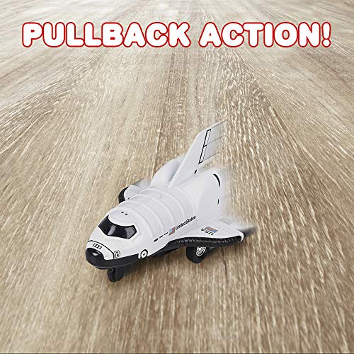 Diecast Mini Space Shuttle With Pullback Mechanism Set Of 2 Diecast Metal NASA Space Toys For Boys Astronaut Cake Decorations Astronaut Space Theme Party Favors - Cosmic Adventure Play Set