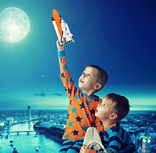 ASA Space Shuttle Toy For Kids Pretend Play 2 Piece Set Rocket Ship With Lights And Sound Diecast Spaceship For Boys Girls Toddlers - Cosmic Adventure Play Set