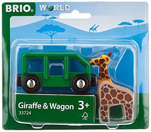 RIO World – 33724 Giraffe And Wagon 2 Piece Toy Train Accessory For Kids Ages 3 And Up Green - Railway Imagination Collection