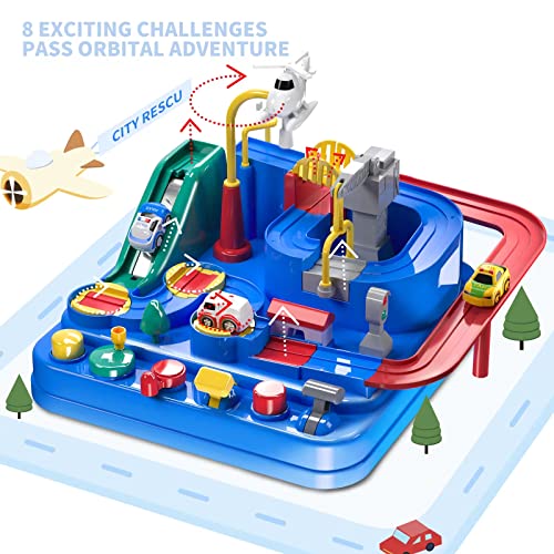 Kids Race Track Toys For Boy Car Adventure Toy For 3 4 5 6 7 Years Old Boys Girls Puzzle Rail Car City Rescue Playsets Magnet Toys W/ 3 Mini Cars Preschool Educational Car Games Gift Toys - Vehicle Adventure Play Collection