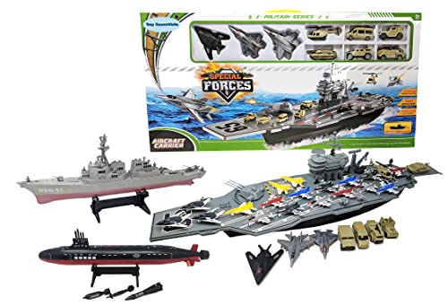 Deals Aircraft Carrier Submarine Destroyer Ship Combo With Military Vehicles And Fighter J - Marine Adventure Collection