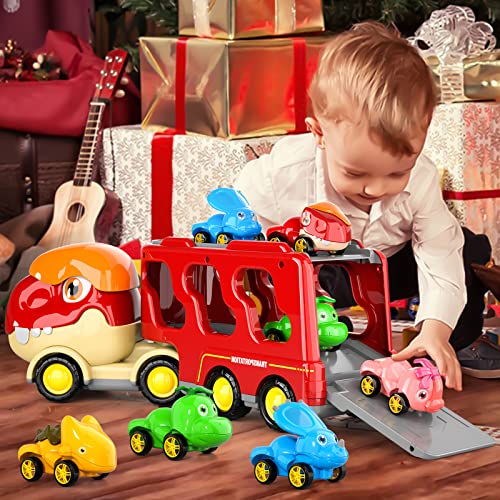 New Dinosaur Truck Toys For Kids 3-5 Years Cars Toys For Toddler 1-3 6 In 1 Jurassic Dinosaurs Trucks Toys Semi Truck Toy Car For Boys And Girls Age 2-3 well-suited Gift For Baby & Toddler Toys - Vehicle Adventure Play Collection