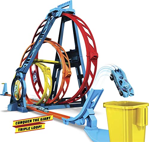 Track Builder Unlimited Triple Loop Kit Collapsible 3-Loop Gift Set For Kids 6 To 12 Years Old & One 1:64 Scale Hot Wheels Vehicle With Connection Points Amazon Exclusive - Vehicle Adventure Play Collection