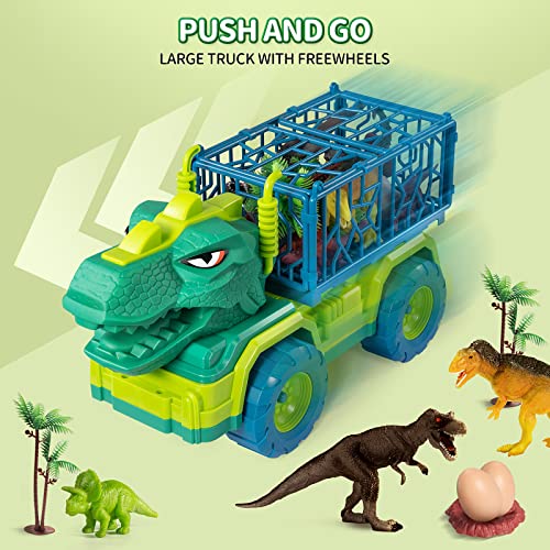 Budget Dinosaur Truck Toys For Kids 3-5 Years Tyrannosaurus Transport Car Carrier Truck With 8 Dino Figures Activity Play Mat Dinosaur Eggs Capture Jurassic Dinosaur Play Set For Boys And Girls - Vehicle Adventure Play Collection