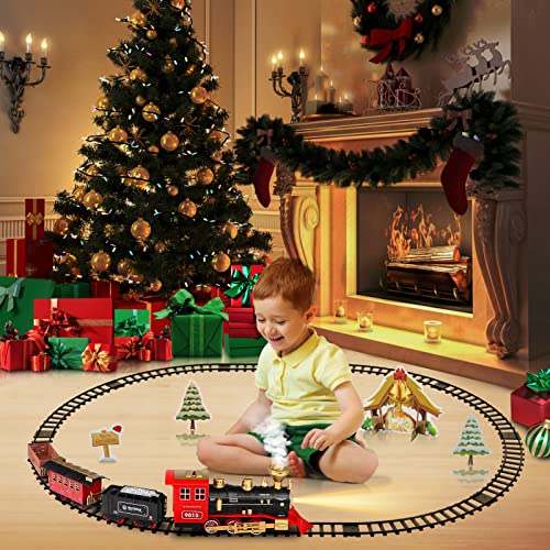 Cheap Train Set – Train Toy For Boys Girls W/ Smokes Lights & Sound Railway Kits W/ Steam Locomotive Engine Cargo Cars & Tracks Christmas Gifts For 3 4 5 6 7 8+ Year Old Kids Red - Railway Imagination Collection