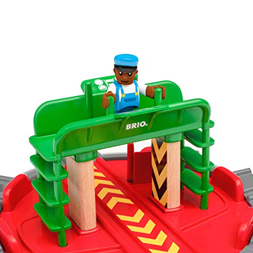 Promo World 33476 – Turntable & Figure – 2 Piece Wooden Toy Train Accessory For Kids Ages 3 And Up - Railway Imagination Collection