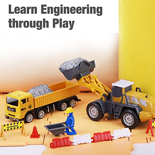 Promo Construction Site Vehicles Toy Set Kids Engineering Playset Tractor Digger Crane Dump Trucks Excavator Cement Steamroller Birthday Gift For 3 4 5 Year Old Toddlers Boys Child - Farm Adventure Play Edition