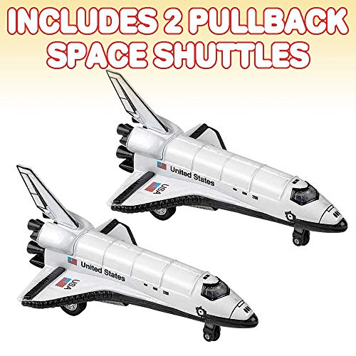 Diecast Space Shuttle With Pullback Mechanism Set Of 2 Diecast Metal NASA Space Toys For Boys Astronaut Cake Decorations Astronaut Space Theme Party Favors - Cosmic Adventure Play Set