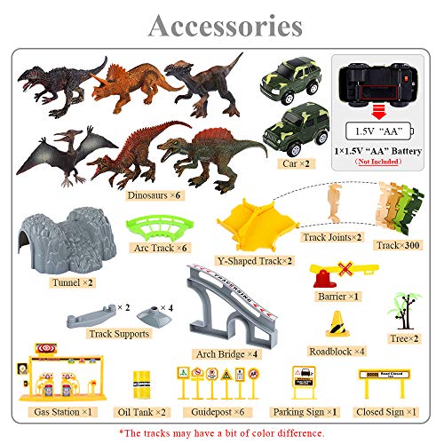 New Dinosaur Train Toys For Kids Longer Track 6 Realistic Jurassic Dino Figures 2 Electric Toy Car Twisted Flexible Train Track Set For Toddlers Boys & Girls 3 4 5 6 7 Years - Vehicle Adventure Play Collection