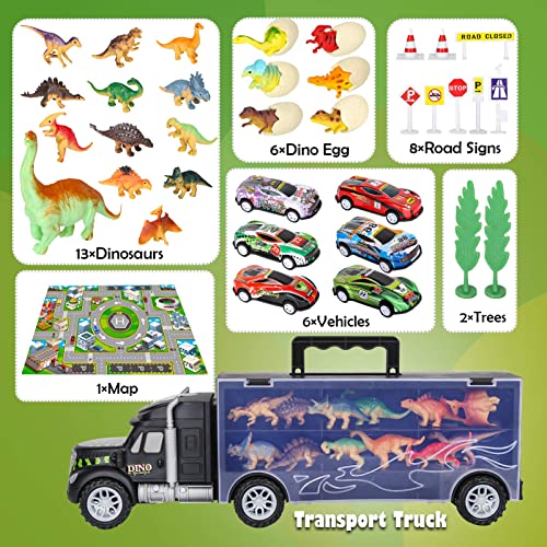 Dinosaur Toys For Kids 3-5 Dinosaur Truck Carrier Transport Truck Dinosaurs Toys For Boys And Girls 3 4 5 6 Years Old With Dino Eggs 23 Pcs Kids Toys Dinosaur - Vehicle Adventure Play Collection