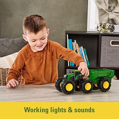 Toddler Toys Lights And Sounds Monster Treads Tractor Toy With Wagon 8 Inch Green Ages 3+ Red - Farm Adventure Play Edition