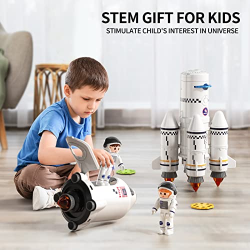 New Space Shuttle Rocket Toys For 3 4 5 6 7 8 9 Years Old Kids Science Educational Toys 5-in-1 STEM Aerospace Toys With 2 Astronauts Projection Lamp Space Adventure Toys Gift For Boys Girls 3+ - Cosmic Adventure Play Set
