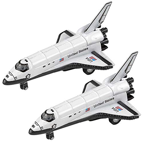 Diecast Space Shuttle With Pullback Mechanism Set Of 2 Diecast Metal NASA Space Toys For Boys Astronaut Cake Decorations Astronaut Space Theme Party Favors - Cosmic Adventure Play Set