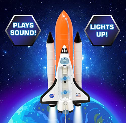 ASA Space Shuttle Toy For Kids Pretend Play 2 Piece Set Rocket Ship With Lights And Sound Diecast Spaceship For Boys Girls Toddlers - Cosmic Adventure Play Set