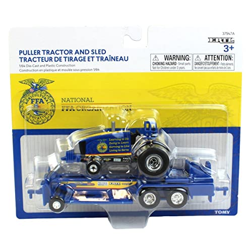 New Set Of 2 1/64 FFA Die-cast Pulling Tractors & Sleds 37480 - Farm Adventure Play Edition