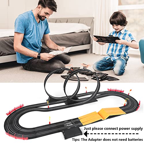 Electric High-Speed Slot Car Race Car Track Sets With 2 1:43 Scale Slot Cars And 2 Hand Controllers With Headlights And Dual Racing Toys Gifts For 6 7 8 9 10 11 12 Boys Girl - Vehicle Adventure Play Collection